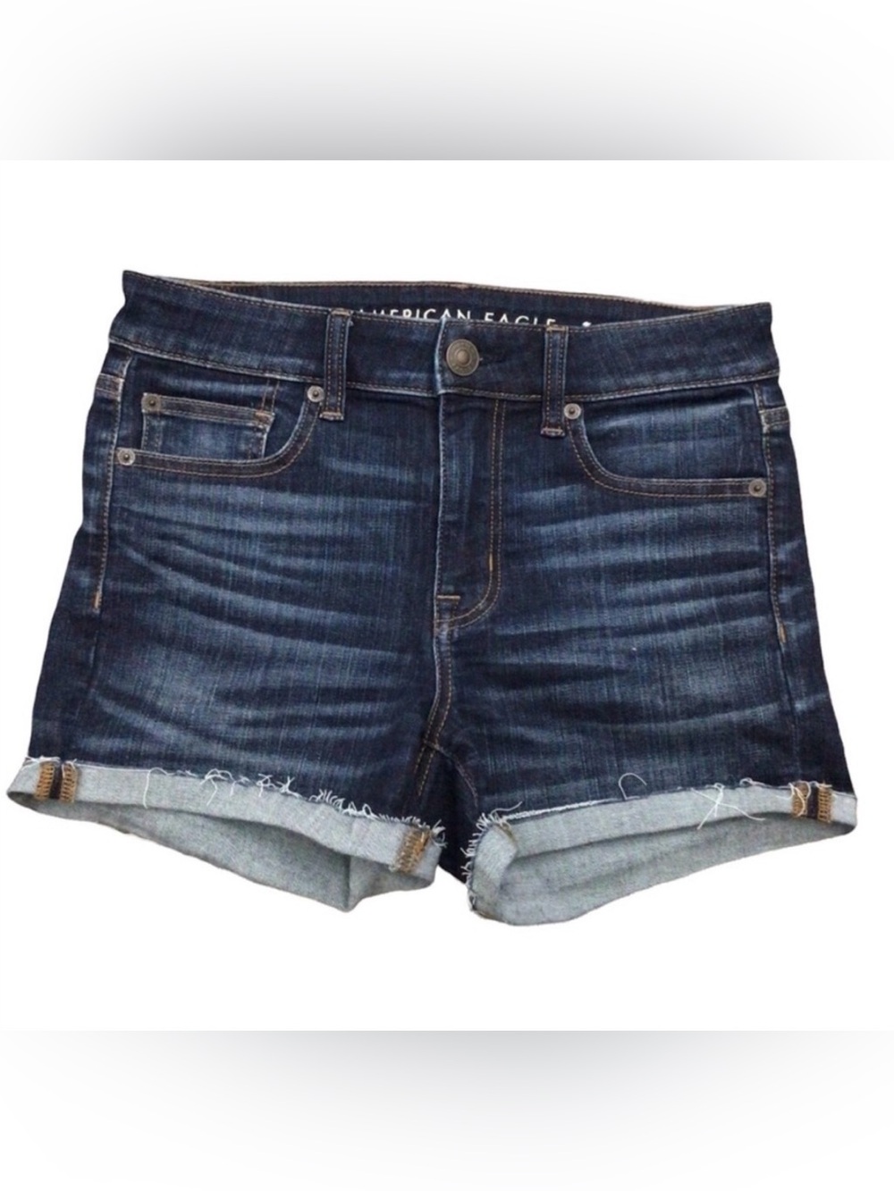 American Eagle Hi-Rise Shortie Denim Shorts Size 4 Dark Wash
